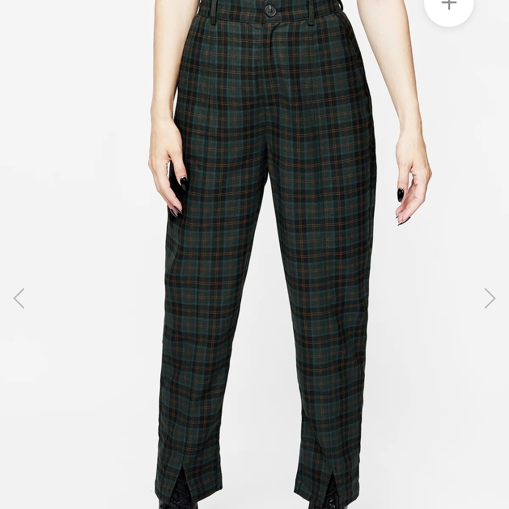 Plaid High-Waisted Pants